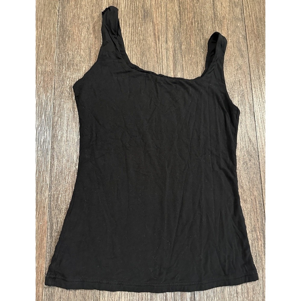Pinkm Style Tank Top Women's black Round Neck lined stretch sz M